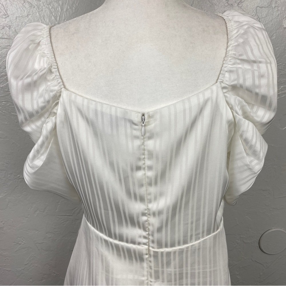 Lulus Dance After Dark White Satin Striped
Skater mini Dress Large - Picture 6 of 10